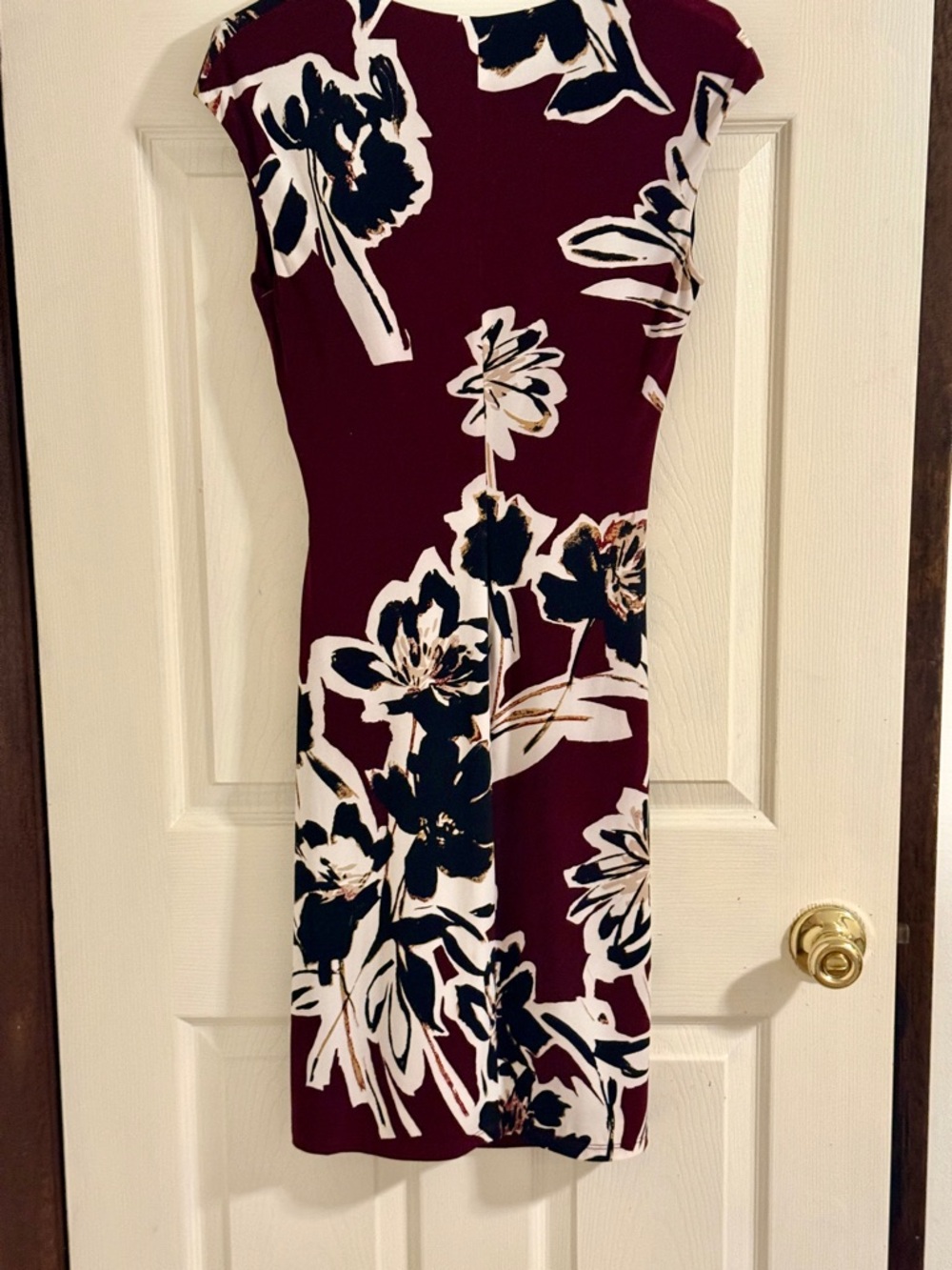Ralph Lauren Burgundy Floral Wrap Midi Dress - Picture 6 of 7